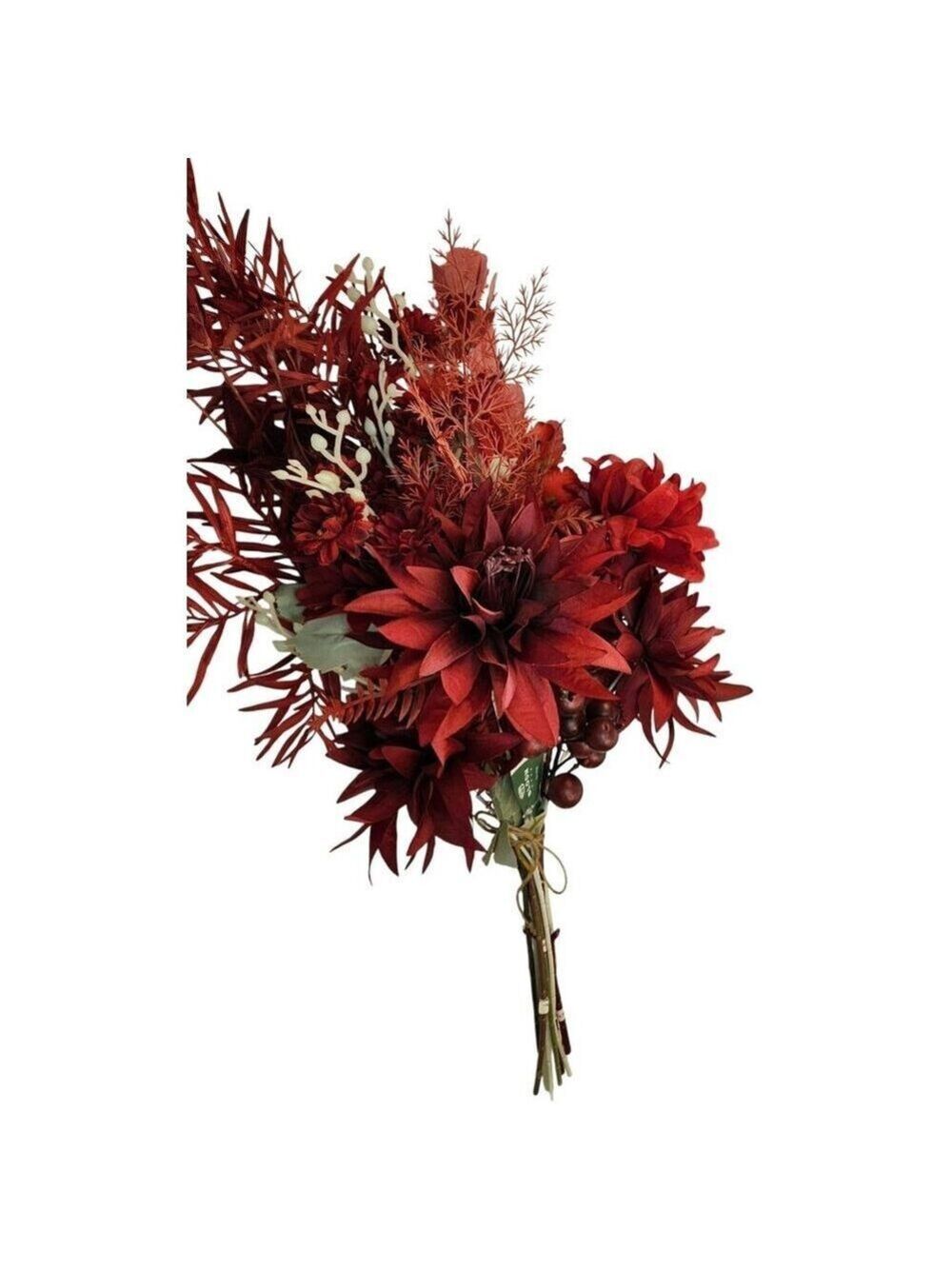 Burgundy Faux Flower Bouquet 11 Stems Floral Arrangement Realistic